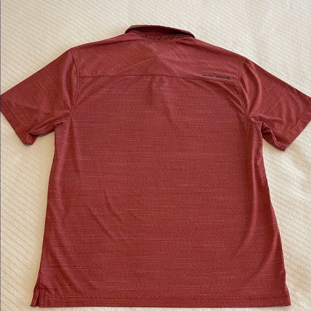 Under Armour Men's L Heathered Red Polo Shirt Short Sleeve - Picture 6 of 11